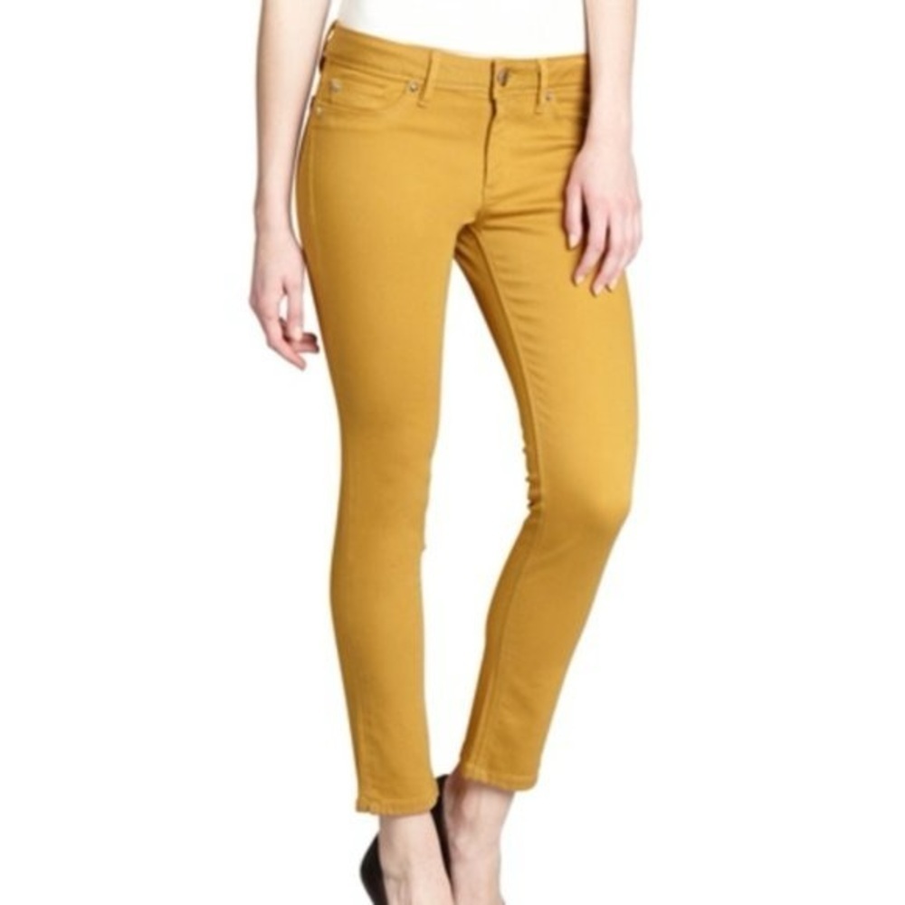 DL1961 Angel Mid Rise Skinny Jeans 28 Mustard Yellow Ankle Stretch Denim